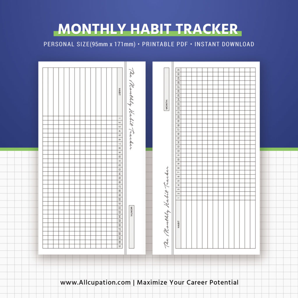 Habit Tracker, Monthly Habit Tracker Inserts, Habit Planner, Planner