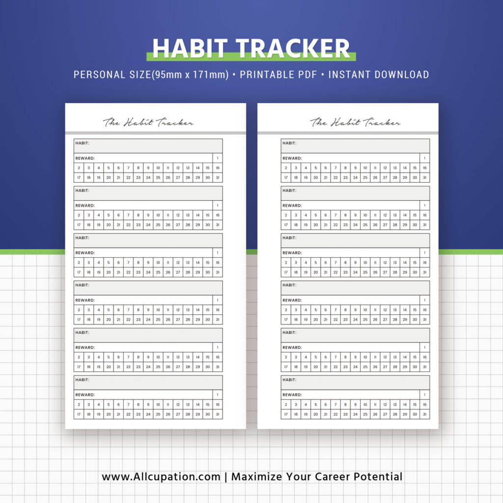 Habit Tracker, Monthly Habit Tracker Inserts, Habit Planner, Planner