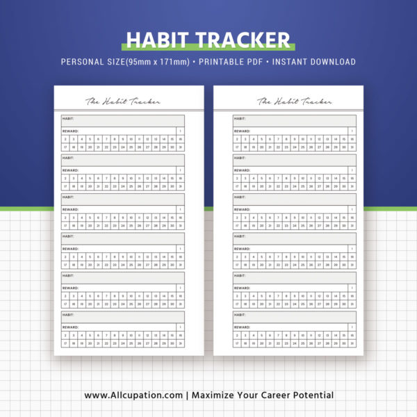 Habit Tracker, Monthly Habit Tracker Inserts, Habit Planner, Planner